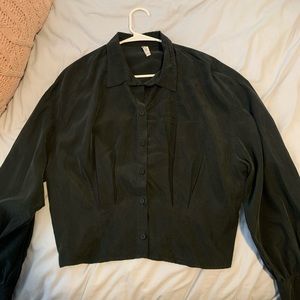 Zara Cropped Matte Satin Shirt